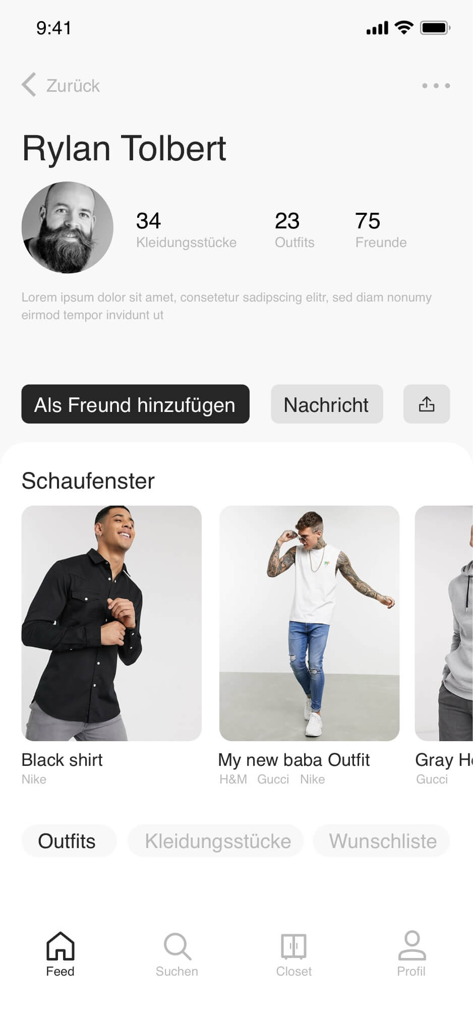 Drobe mobile app interface
